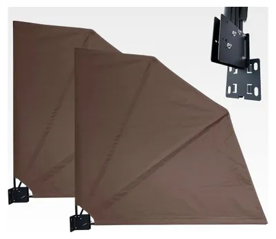 Produktbild von 2er Set Balkonfächer 140 x 140 cm Beigegrau, Easy Mount Wandplatte, Sichtschutz Fächer blickdicht, Windschutz Trennwand wetterfest