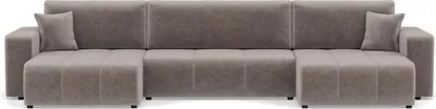 Image de Best Mobilier Nicole - Canapé panoramique en U 7 places convertible avec coffre en tissu , Gris clair