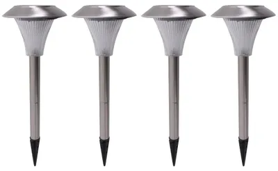 Produktbild von 4x LED Solar Steckleuchten, Edelstahl, rund