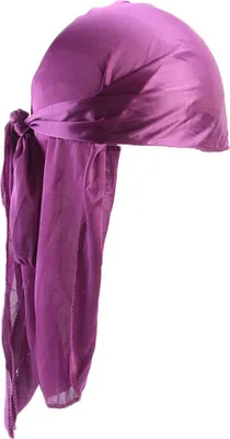 Produktbild von Einfarbiger seidiger Bandana-Turban-Hut, atmungsaktiv, Uni, Biker-Kopfbedeckung, Stirnband, Lila