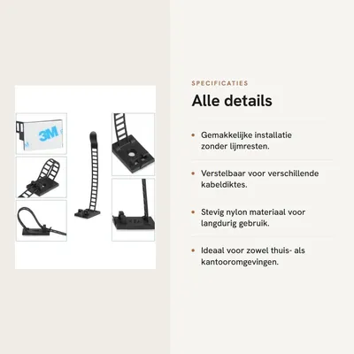 Dailygoods- Kabelbinder 100 Stück - Verstellbar - Selbstklebend