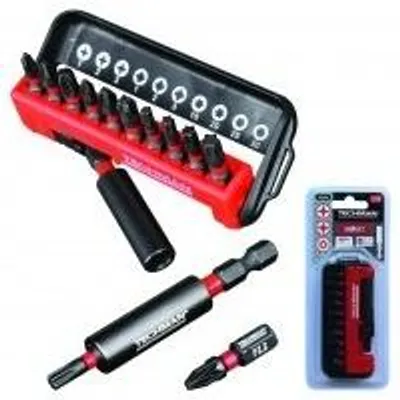 Produktbild von Set mit 10 Schlagschrauberbits + Bithalter Ph1 / Ph2 / Ph3 / Pz1 / Pz2 / Pz3 / T15 / T20 / T25 / T30 / Bithalter