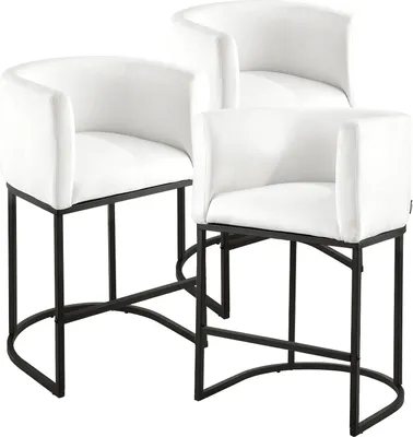 Produktbild von VEVOR Barhocker Thekenhocker 3 Stk. (87 cm hoch) Küchenstuhl mit Rückenlehne & Armlehne & Metallrahmen & Fußstütze, Bistrostuhl (158,8 kg belastbar) Küche Esszimmer Bankschalter Bar, Weiß