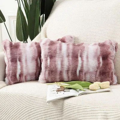 Produktbild von Weiche Plüschkissenslopen rosa 30x50 cm