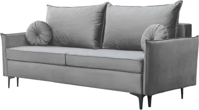 Produktbild von Schlafsofa LEA Sofa mit Schlaffunktion und Bettkasten, Klappsofa, Schlafcouch mit Füßen aus Metall, Couch in Frabe: Grau, Veloursstoff