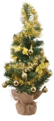 Image de Arbre de Noël artificiel à piles avec décoration dorée - 20 micro-lampes LED - 60CM