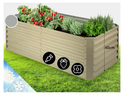 Produktbild von Hochbeet aus Metall, wetterfestes Stahlblech-Hochbeet für Balkon und Garten, rostfreies Hochbeet, freistehendes Hochbeet 180x60x90 cm, 970L Pflanzkübel für Blumen, Obst und Gemüse