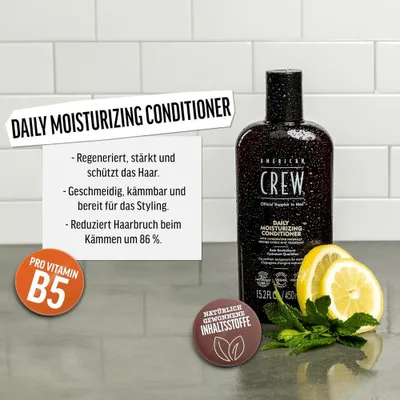 Produktbild von American Crew Daily Moisturizing Conditioner, Männer, trockenes Haar, normales Haar, Alle Farben, Schutz, Reparatur, Verstärkung, 1000 ml, Flasche