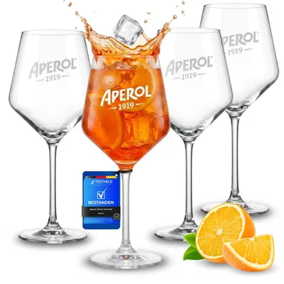 Produktbild von Maxito Aperol Gläser von hervorragender Qualität mit 400 ml im 4er Set als Geschenke für Frauen oder Aperol Geschenk - Aperol Spritz Gläser – Cocktail