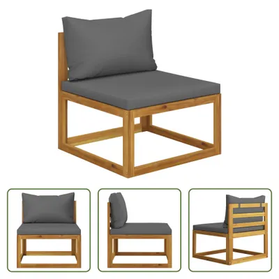 Produktbild von The Living Store Modular-Mittelsofa mit Dunkelgrauen Kissen Akazie Massivholz
