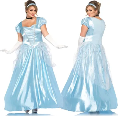 A woman wearing a Cinderella costume.