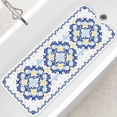 Produktbild von Badewannenmatte rutschfest Blau 100 x 40 cm PVC Schimmelresistent Maschinenwaschbar