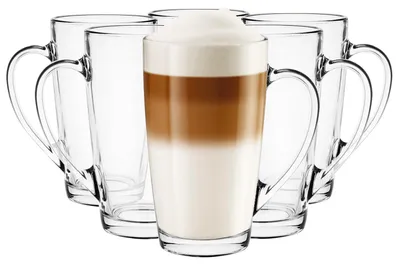 Trinkgläser 6er-Set 400 ml mit Henkel, spülmaschinenfest