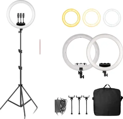 Produktbild von Fotografie-Ringleuchte, einstellbare Helligkeit, breiter Farbtemperaturbereich, 18D 200cm Stativ