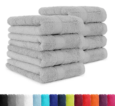 Zdjęcie produktu dla Zestaw ręczników 8-częściowy 100% bawełna srebrny 50x100 cm