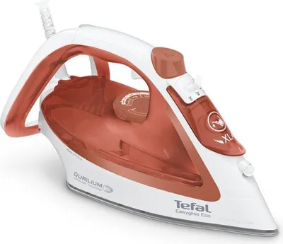 Productafbeelding van Tefal Easygliss Eco FV5782, Stoom- en droogstrijkijzer, Durilium Airglide zool, 2 meter, 260 g/min, Wit, Oranje, 50 g/min