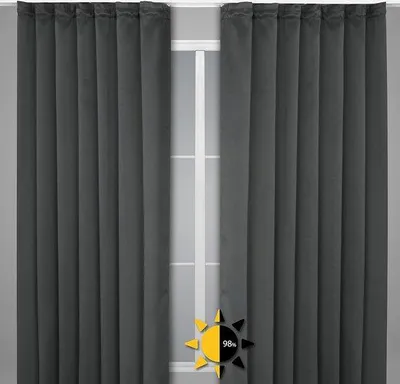 Produktbild von Famanu Verdunkelungsvorhang mit Kräuselband - Dunkelgrau, 140 cm x 245 cm