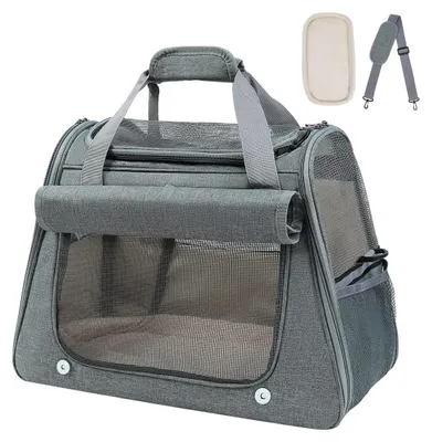 Produktbild von Transportbox Katzenbox Tiertransportbox - 45 x 25 x 34 cm - Faltbar - Grau - Für Katzen bis 9 kg