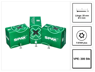 Produktbild von SPAX Rückwandschrauben T10 Flachkopf WIROX 0151010300203 3 mm x 20 mm 300 St.