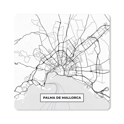 Produktbild von MuchoWow® Mauspad Mousepad Karte - Mallorca - Stadtplan - Schwarz und weiß - Karte 20x20 cm - Mousepads - Maus Mat - Pad - Mausunterlage - Desk Mat - Bureauartikeln