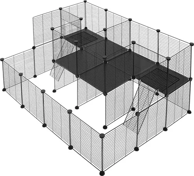 Produktbild von EUGAD Freigehege für Kaninchen, Kleintiergehege, Schwarz, 145x72x108cm