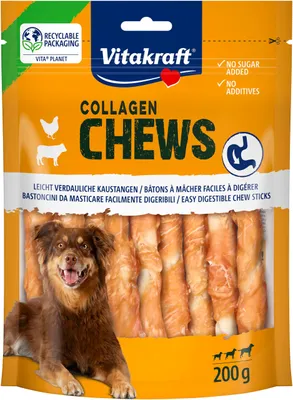 Productafbeelding van Vitakraft Collageen Kauwstaven voor honden, met kip, zonder toegevoegde suiker, 1x200g