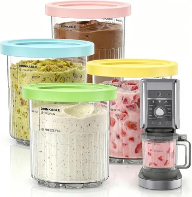 Image de Lot de 4 boîtes de conservation pour glaces, sans BPA et compatibles avec le lave-vaisselle