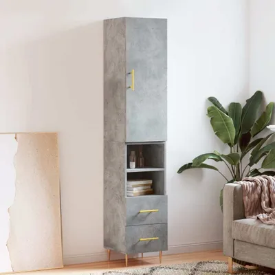 Produktbild von vidaXL Highboard Betongrau 34,5x34x180 cm Holzwerkstoff
