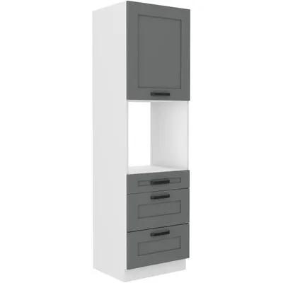 Produktbild von Küchenschrank für Einbaubackofen mit Schubladen LAILI – Breite 60 cm, grau / weiß