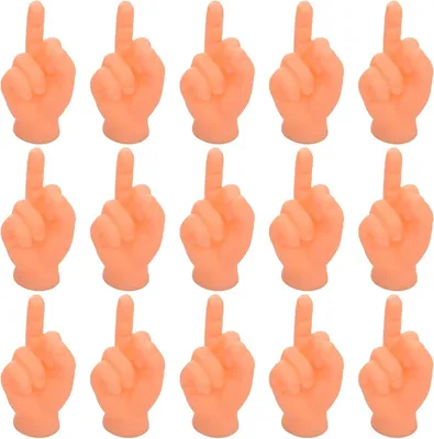 Produktbild von Fingerpuppen mit Mittelfingergeste für Erwachsene – Set mit 15 Stück – Lustige Miniatur-Handpuppen – Kleine Puppen