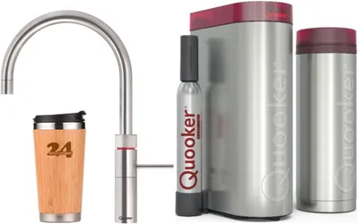 Produktbild von »QUOOKER FUSION ROUND Festauslauf Edelstahl VAQ PRO3 mit CUBE 2 *Der Wasserhahn, der alles kann! (3FRRVSCUBE)« (2-St) 100°C Kochendwasserhahn