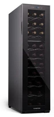 Obrázek produktu pro Klarstein volně stojící 2zónová vinotéka, malá vinotéka, malá vinotéka se skleněnými dvířky, vnitřní/vnější vinotéka, vinotéka, 27 lahví