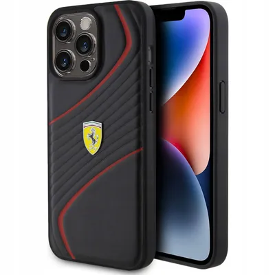 Produktbild von Ferrari Twist Metall Logo Etui Für Iphone 15 Pro Max - Schwarz