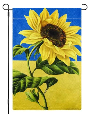 Leinenflagge Ukraine 30x45 cm mit Sonnenblumenmotiv