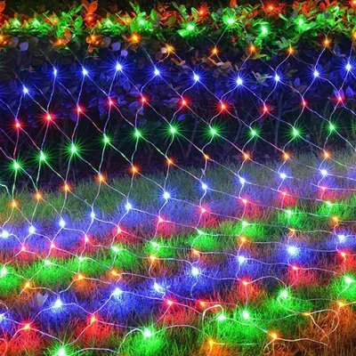 LED-Lichtnetz 96 LEDs, 8 Modi, 1,5x1,5 m, batteriebetrieben, mehrfarbig
