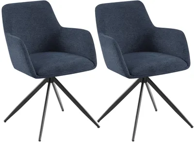 Produktbild von CLP 2er Set Esszimmerstuhl Olema Stoff 180° schwenkbar mit Rückenlehne gepolstert blau
