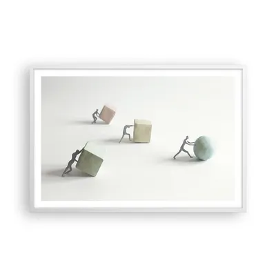 Produktbild von Gerahmtes Poster - Weißer Rahmen - Symbol Kugel Würfel - 91,5x61 cm - Wand Bild - Wanddeko - Wandbilder - Kunstposter - Wandposter - Bilderrahmen - Bilder - Kunstdruck Wanddekoration - P2WAA91x61-4688