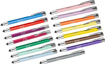 Produktbild von 15 Touchpen Kugelschreiber aus Metall / 15 verschiedene Farben
