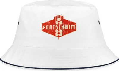 Produktbild von Spreadshirt DDR Fortschritt Traktor Landmaschine Fischerhut, L/XL (Caps), Weiß/Navy