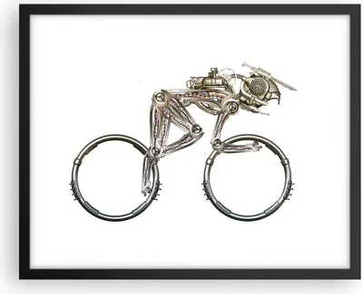 Produktbild von Gerahmtes Poster - Schwarzer Rahmen - Fahrrad Roboter Modern - 50x40 cm - Wand Bild - Wanddeko - Wandbilder - Kunstposter - Wandposter - Bilderrahmen - Bilder - Kunstdruck - Wandbild - P2BAA50x40-4194