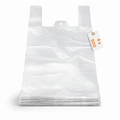 Produktbild von RyanPack Hemdchentragetaschen HDPE Transparent – 30 + 14 x 50 cm – 15 µm – Reißfest & Lebensmittelecht – 2000 Stück