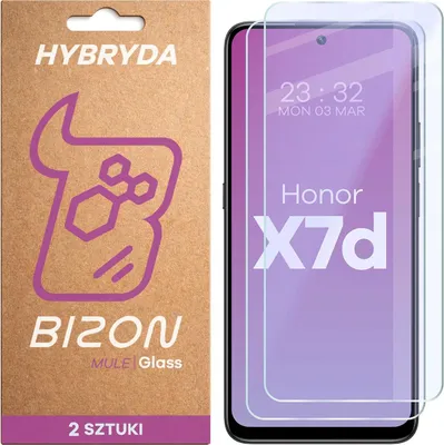 Produktbild von 2x Flexibles Hybridglas für Honor X7d, Bizon Glass Mule Duo