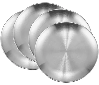 Productafbeelding van Set van 4 RVS Campingborden, Diameter 20 cm