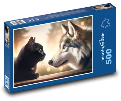 Obrázok produktu pre Puzzle 500 Čierna mačka s vlkom - martinpuzzle