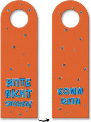 Produktbild von Bitte nicht stören oder Komm rein Türhänger im Comic-Stil in Orange Büro Zimmer
