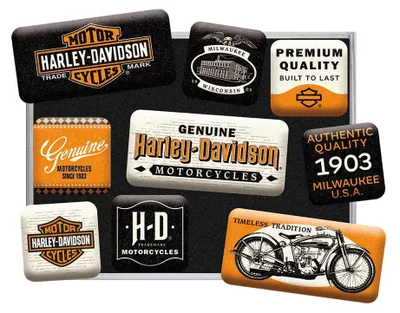 Obrázek produktu pro Nostalgic-Art - 9 kusů. Sada magnetů - Harley-Davidson - originální motocykly Milwaukee