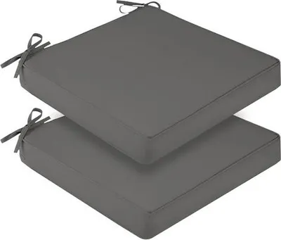 Obrázek produktu pro sada 2 polštářů na židle pro venkovní použití Voděodolný polštář na sedadlo pro zahradní nábytek, zahradní židle, 48x48x10cm, tmavě šedý