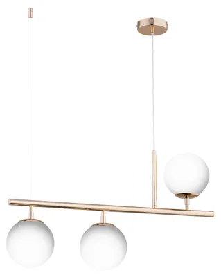 Immagine prodotto di Lampada a sospensione con sfere bianche ABAKUS in rame, 3xE14x10W, metallo, dimensioni: 88x70,5x15 cm, IP20, Alfa