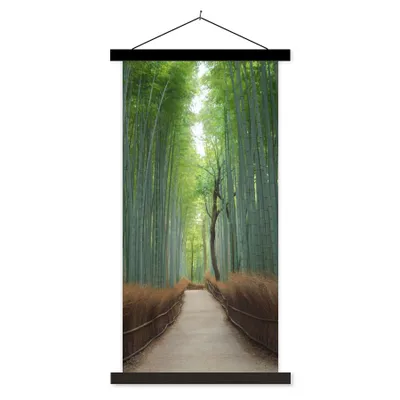 Produktbild von MuchoWow® Textilposter Bambus - Weg - Wald 60x120 cm mit schwarzem Rahmen - Magnete