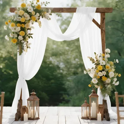 Productafbeelding van Bruiloftsboog draperie stof - Wit chiffon pure achtergrond gordijnen - Bruiloft boog gordijnen voor Fotografie - Feest